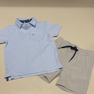 Tailor Vintage Light Blue Polo and Gray Shorts Set